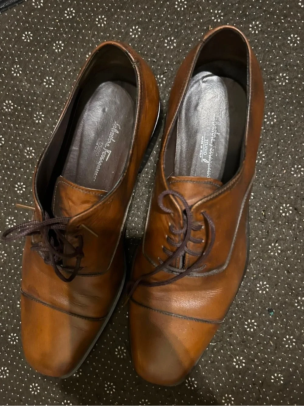 Men's Brown Leather Cap-Toe Derby Dress Shoes